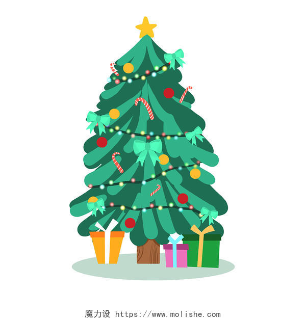 圣诞树元素圣诞节平安夜冬天礼物卡通矢量PNG素材